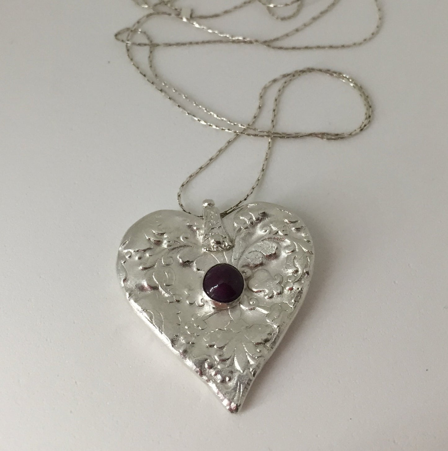 My heart is yours - fine silver and ruby